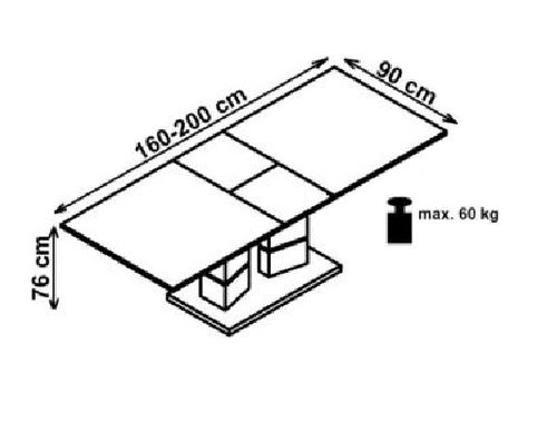 Design Esstisch Tisch HA-333 Weiß Hochglanz ausziehbar 160 bis 200 cm