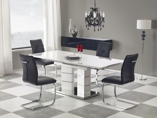 Design Esstisch Tisch HA-333 Weiß Hochglanz ausziehbar 160 bis 200 cm