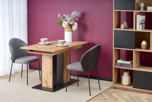 Design Esstisch Tisch HA-444 Eiche Wotan - Schwarz matt ausziehbar 130 bis 175 cm