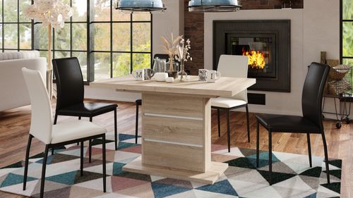 Design Esstisch Tisch Piano ausziehbar 120 bis 200 cm alt-