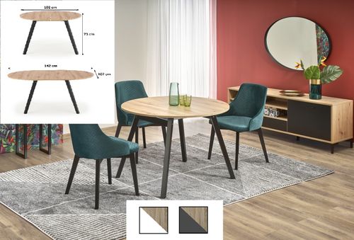 Design Esstisch Tisch HAR-111 rund ausziehbar 102 bis 142 cm