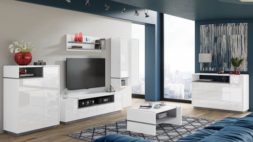 Design Couchtisch Wandregal Schrank Kommode Fernsehtisch Folk Set Wohnzimmer TV Tisch