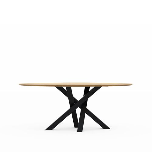 Design Esstisch MNE-1 Eiche Natur - Schwarz matt Echtholzfurnier Tisch Esszimmer