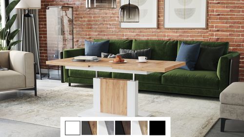 Design Couchtisch Tisch Orion stufenlos höhenverstellbar ausziehbar 120 bis 180cm Esstisch