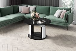 Design Couchtisch HEM-111 Hochglanz ausziehbar höhenverstellbar Tisch