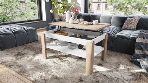 Design Couchtisch Tisch Asti-P höhenverstellbar 55 - 67cm Esstisch