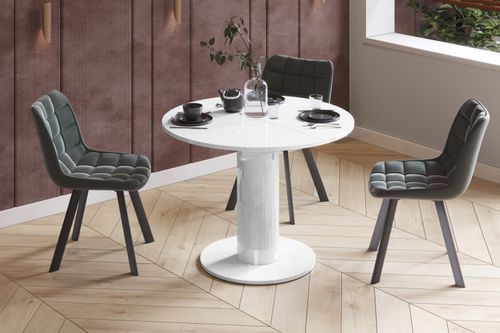 Design Esstisch Tisch HES-111 rund oval Hochglanz ausziehbar 100-148cm alt-