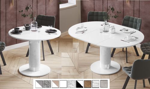 Design Esstisch Tisch HES-111 rund oval Hochglanz ausziehbar 100-148cm