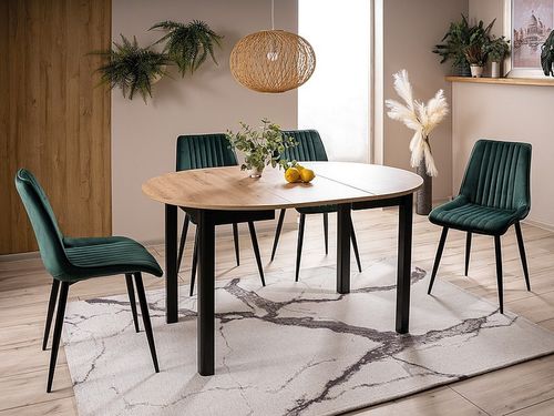 Design Esstisch GS-222 Eiche Artisan - Schwarz matt rund ausziehbar