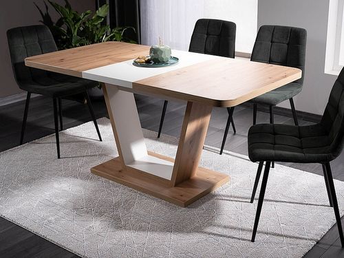 Design Esstisch GS-777 Eiche Artisan - Weiß matt ausziehbar 120-160cm