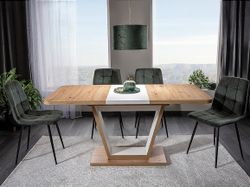 Design Esstisch GS-777 Eiche Artisan - Weiß matt ausziehbar 120-160cm