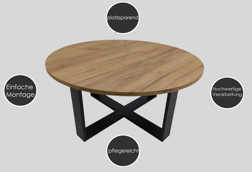 Design Couchtisch DA-333 rund Wohnzimmertisch Tisch 86 x 42 cm