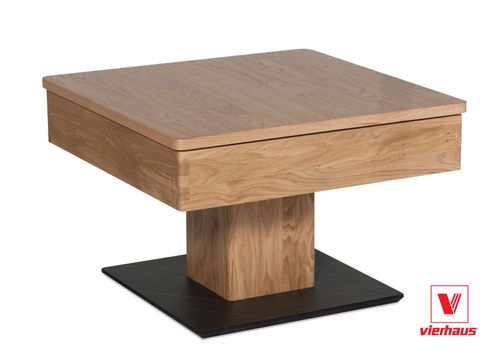 Vierhaus Couchtisch Wildeiche Massivholz Marmor Nero Höhenverstellbar Rollen 1848-WEI-M