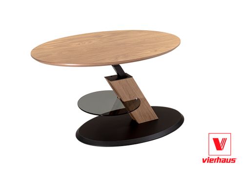 Vierhaus Couchtisch Wildeiche Massivholz Glas Anthrazit Höhenverstellbar Rollen 5300-EBI-ANM