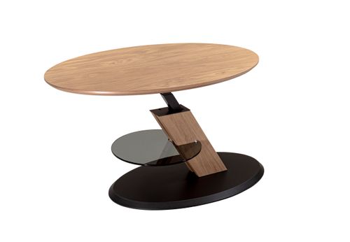 Vierhaus Couchtisch Wildeiche Massivholz Glas Anthrazit Höhenverstellbar Rollen 5300-EBI-ANM