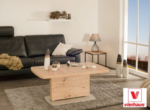 Vierhaus Couchtisch Wildeiche Silber Höhenverstellbar ausziehbar JM-01-01