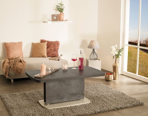 Vierhaus Couchtisch Betonoptik dunkel Silber Höhenverstellbar ausziehbar JM-02-02