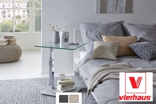 Vierhaus Beistelltisch Klarglas Höhenverstellbar Rollen 1442-LGR-L-GK-R / 1443-EST-L-GK-R