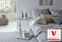 Vierhaus Beistelltisch Klarglas Höhenverstellbar Rollen 1442-LGR-L-GK-R / 1443-EST-L-GK-R