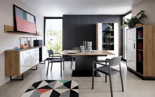 Design Esstisch WM-222 Catania Eiche - Pearlschwarz ausziehbar 160-200