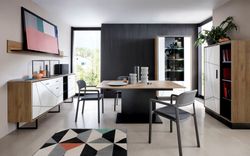 Design Esstisch WM-222 Catania Eiche - Pearlschwarz ausziehbar 160-200