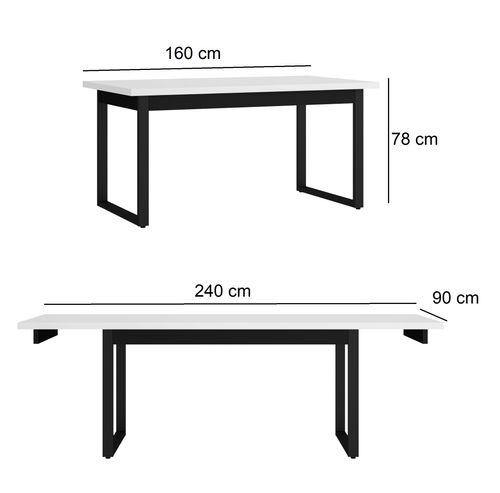 Design Esstisch WM-777 Weiß Hochglanz Pearlschwarz ausziehbar 160-240