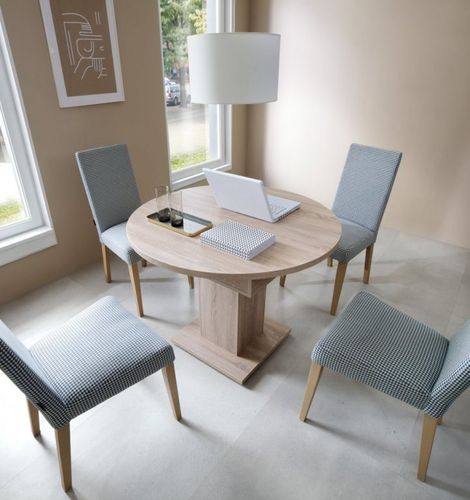 Design Esstisch WM-100 Sonoma Eiche rund ausziehbar 100 - 140 cm