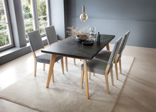 Design Esstisch WM-200 San Sebastian Marmoroptik - Eiche ausziehbar