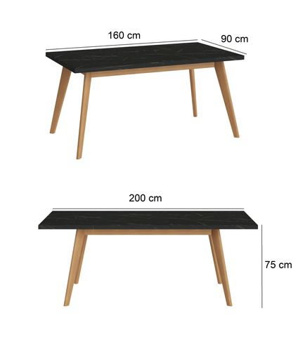 Design Esstisch WM-200 San Sebastian Marmoroptik - Eiche ausziehbar