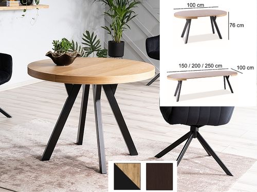 Design Esstisch GS-999 rund Echtholzfurnier ausziehbar Esszimmer