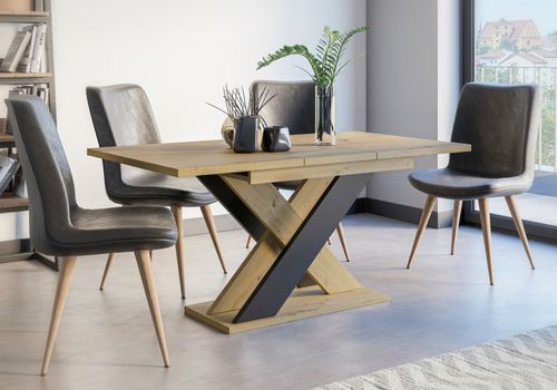 Design Esstisch PA-999 Eiche Artisan Schwarz matt ausziehbar Esszimmer