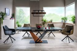 Design Esstisch GN-111 Keramik Marmor Schwarz - Eiche ausziehbar Esszimmer Tisch