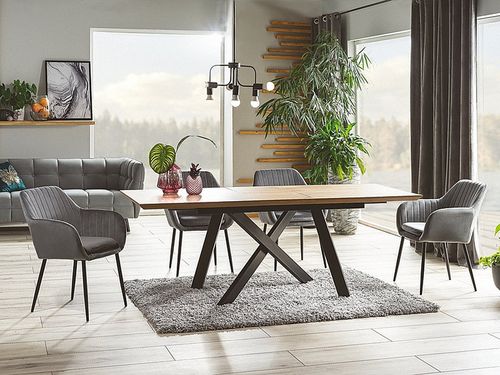 Design Esstisch GC-111 Eiche - Schwarz matt ausziehbar Esszimmer