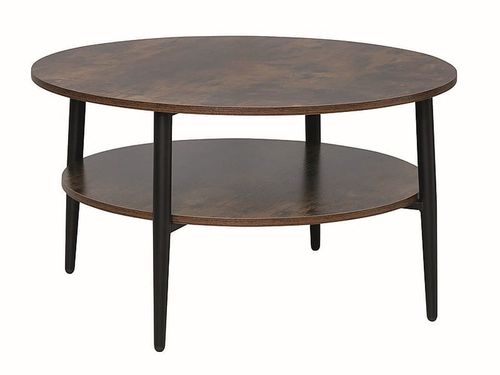 Design Couchtisch rund GE-111 Eiche rustikal - Schwarz matt Wohnzimmer