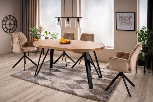 Design Esstisch GX-111 Eiche Artisan Schwarz matt ausziehbar Esszimmer