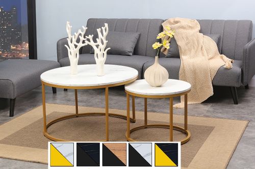 Design 2er Set Couchtisch GD-111 rund Tisch Wohnzimmertisch