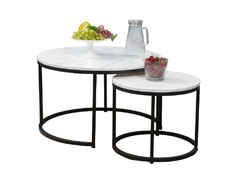 Design 2er Set Couchtisch GD-111 rund Tisch Wohnzimmertisch