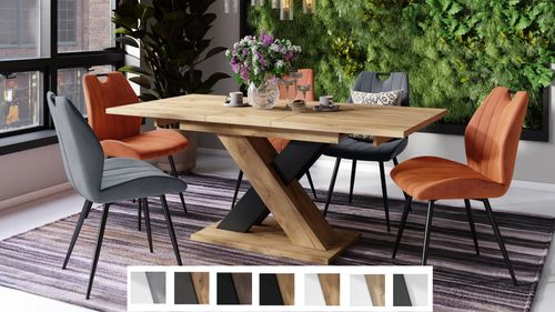 Design Esstisch Karo ausziehbar 140 - 180 cm Esszimmer