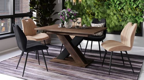 Design Esstisch Karo ausziehbar 140 - 180 cm Esszimmer alt-