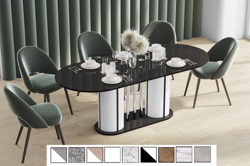 Design Esstisch HCE-111 Oval Hochglanz ausziehbar Tisch Esszimmer rund