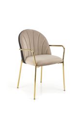 Design Esszimmerstuhl STH-555 Beige Schwarz Gold Stuhl Stühle Samt
