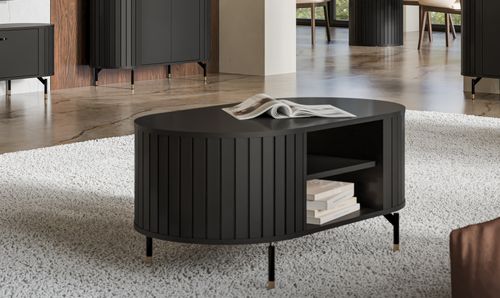 Design Couchtisch Roma DO-6 oval Wohnzimmertisch Stauraum Tisch Ablage