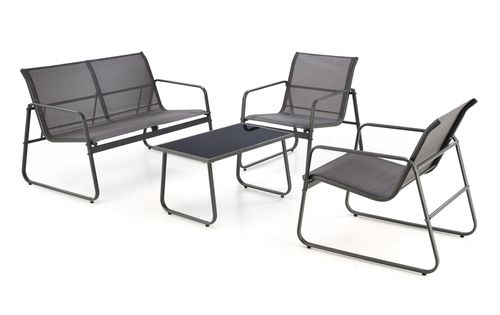 Design HGA-333 Gartenmöbel Set Anthrazit 4-teilig mit Sofa, 2 Stühlen und Couchtisch Gartengarnitur Outdoor Terrasse alt-