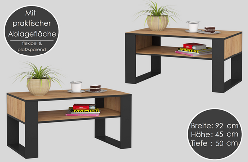 Design Couchtisch AD-111 92x45x50 cm Wohnzimmertisch Tisch Ablage Sofatisch