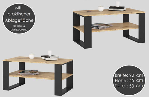 Design Couchtisch AA-111 92x45x53 cm Wohnzimmertisch Tisch Ablage Sofatisch