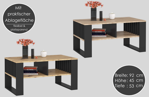 Design Couchtisch AR-111 92x45x53 cm Wohnzimmertisch Tisch Ablage Sofatisch