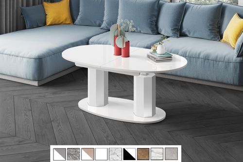 Design Couchtisch HBL-111 Tisch stufenlos höhenverstellbar ausziehbar oval Esstisch alt-