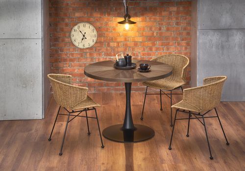 Design Esstisch rund HAW-333 Walnuss Wenge - Schwarz Echtholzfurnier Esszimmertisch