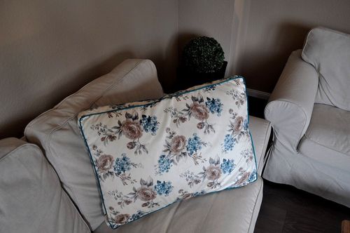 Design Dekokissen Kissen mit Füllung Carl Svensson Türkis Creme Rosen Blumen YF-3m alt-