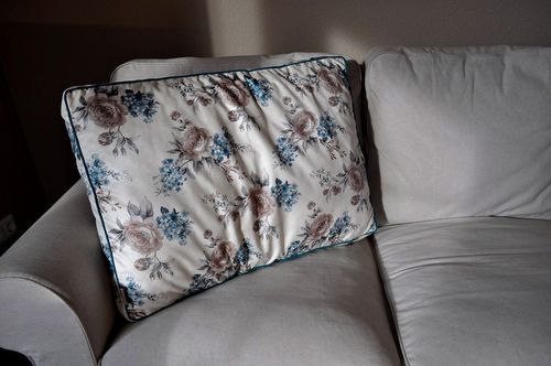 Design Dekokissen Kissen mit Füllung Carl Svensson Türkis Creme Rosen Blumen YF-3m alt-